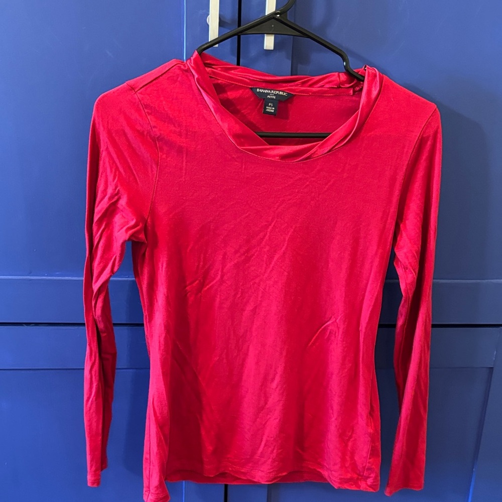 Banana Republic Vibrant Red Long Sleeve Stretch Tee